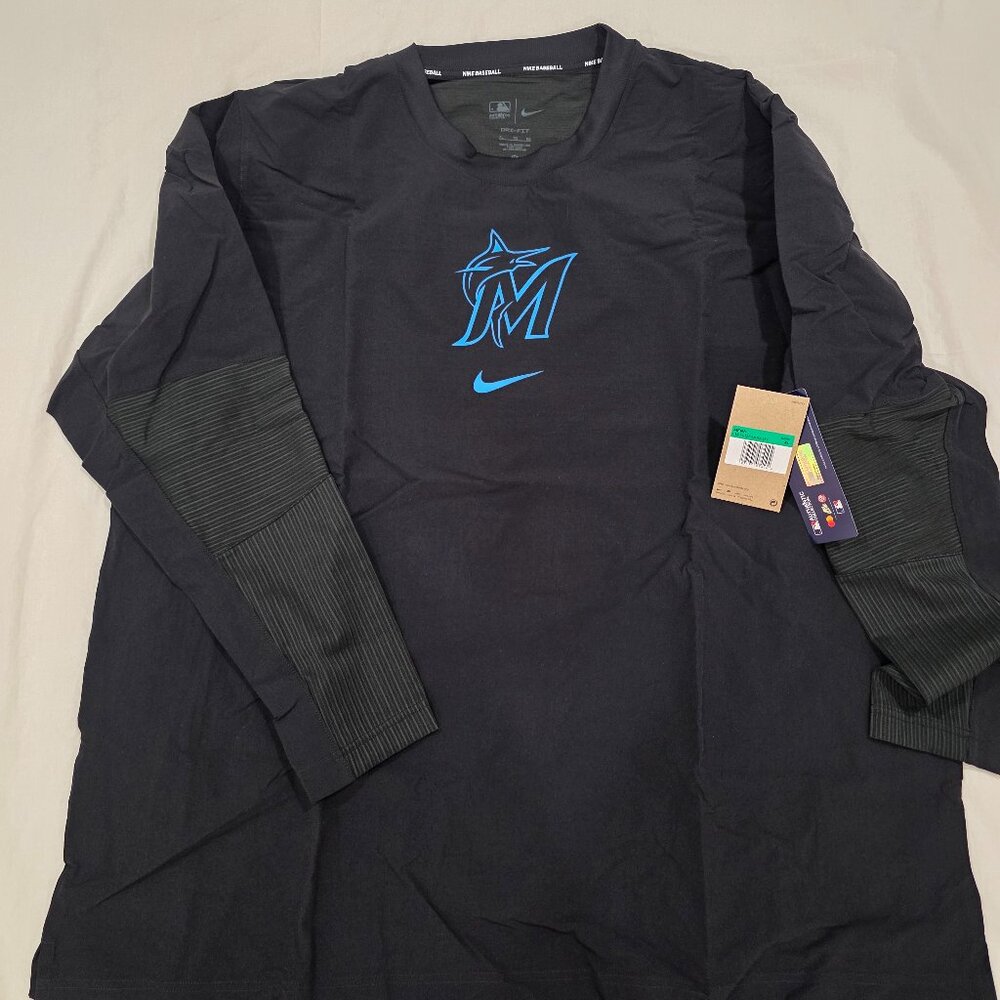 Miami Marlins Nike Authentic Collection Dri-FIT Long Sleeve Pullover Men's XL